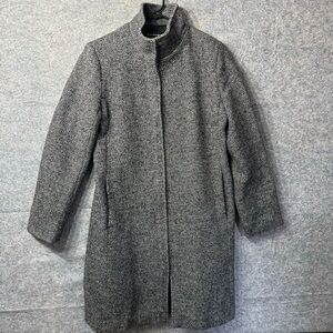 Club Monaco Tweed Coat Womens Medium Wool Blend Lined Jacket Salt & Pepper